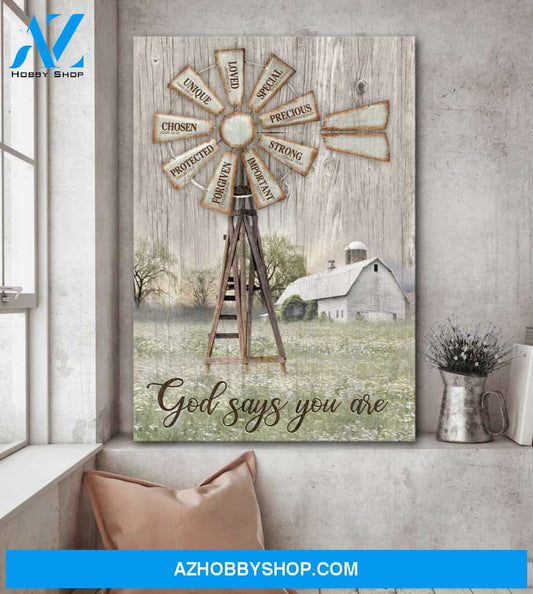 Windmill pattern - God says you are - Jesus Portrait Canvas Prints - Wall Art
