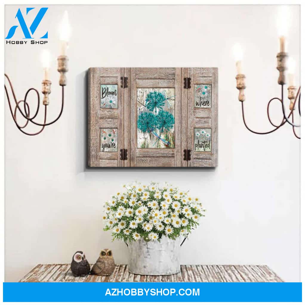 Window And Dragonfly Canvas Bloom Where You’Re Planted Wall Art Decor | Moosfy Wrap Canvas Ready To Hang