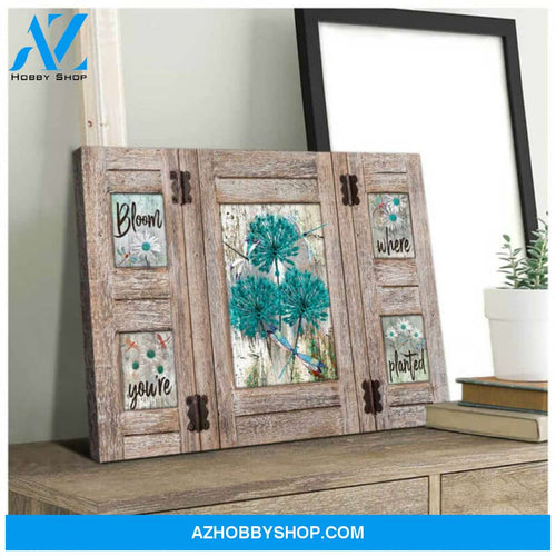 Window And Dragonfly Canvas Bloom Where You’Re Planted Wall Art Decor | Moosfy Wrap Canvas Ready To Hang