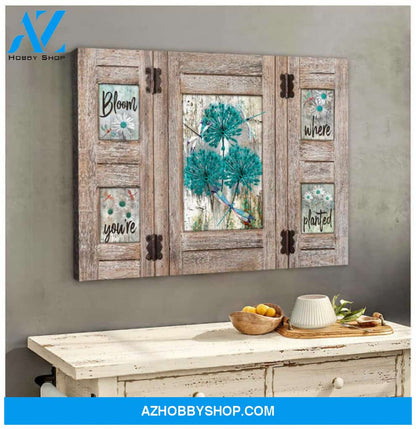 Window And Dragonfly Canvas Bloom Where You’Re Planted Wall Art Decor | Moosfy Wrap Canvas Ready To Hang