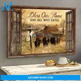 Window barn and tranquil farm - Bless on home who are enter - Jesus Landscape Canvas Prints - Wall Art