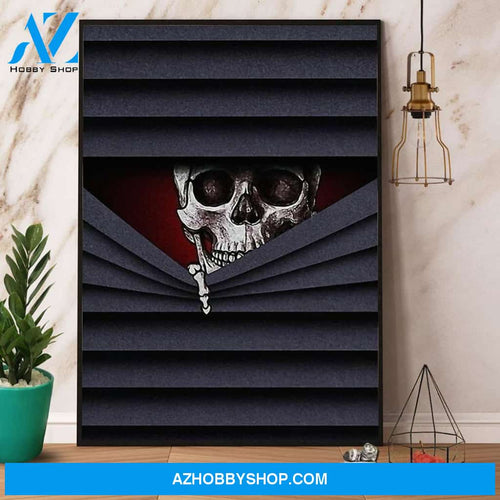 Window Blind Skeleton Canvas And Poster, Wall Decor Visual Art, Halloween Gift, Happy Halloween