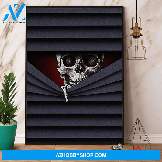 Window Blind Skeleton Canvas And Poster, Wall Decor Visual Art, Halloween Gift, Happy Halloween