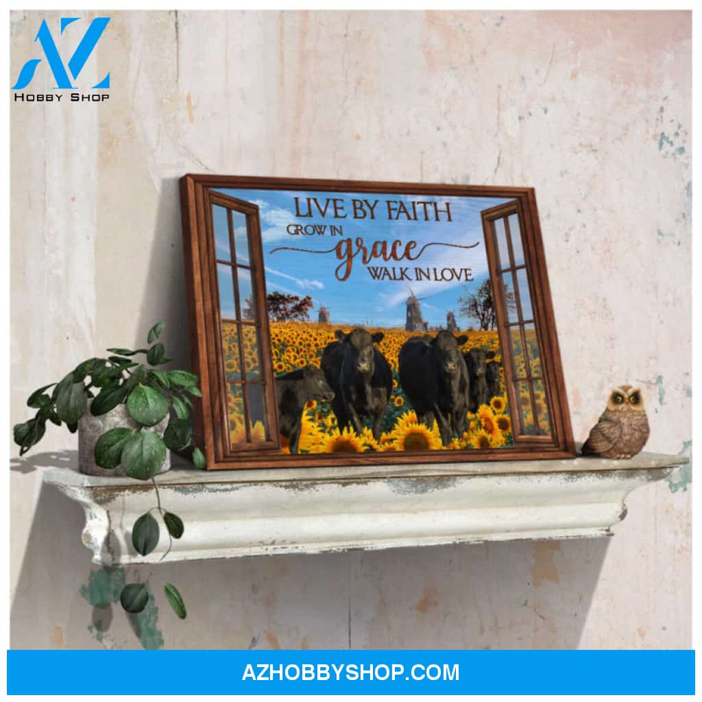 Ohcanvas Window Farm Angus Cows Live By Faith Canvas Wall Art Decor