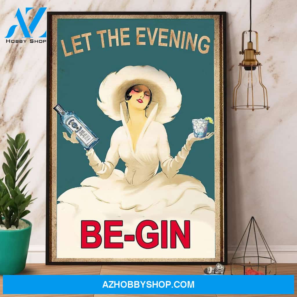 Wine Drinking Lady Let The Evening Begin Retro Green Canvas And Poster, Wall Decor Visual Art