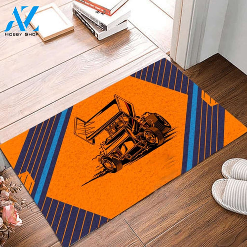Winged Sprint Car Racing Rubber Base Indoor and Outdoor Doormat Warm House Gift Welcome Mat Gift For Friend Family, Gift For Racing Lover