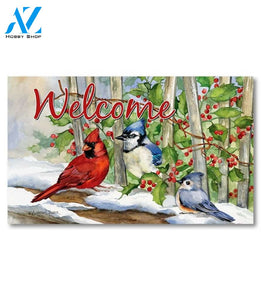 Winter Birds and Berries Doormat - 18" x 30"