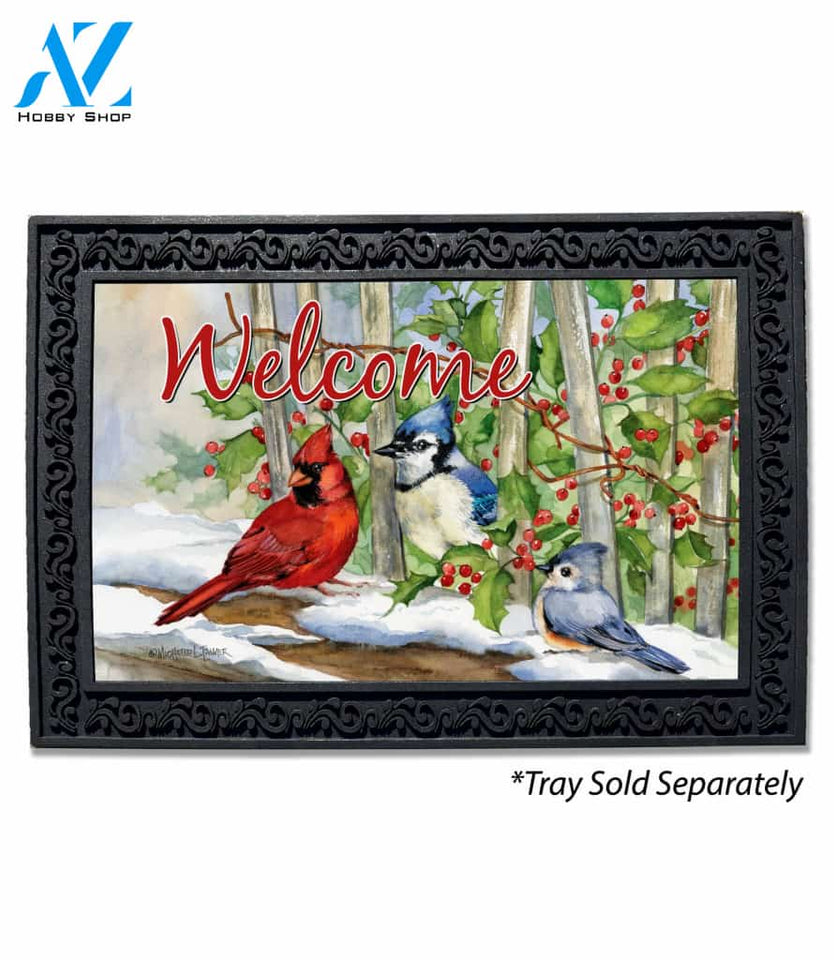 Winter Birds and Berries Doormat - 18" x 30"