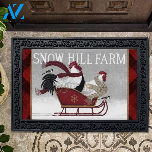 Winter Chicken Sled Doormat - 18" x 30"