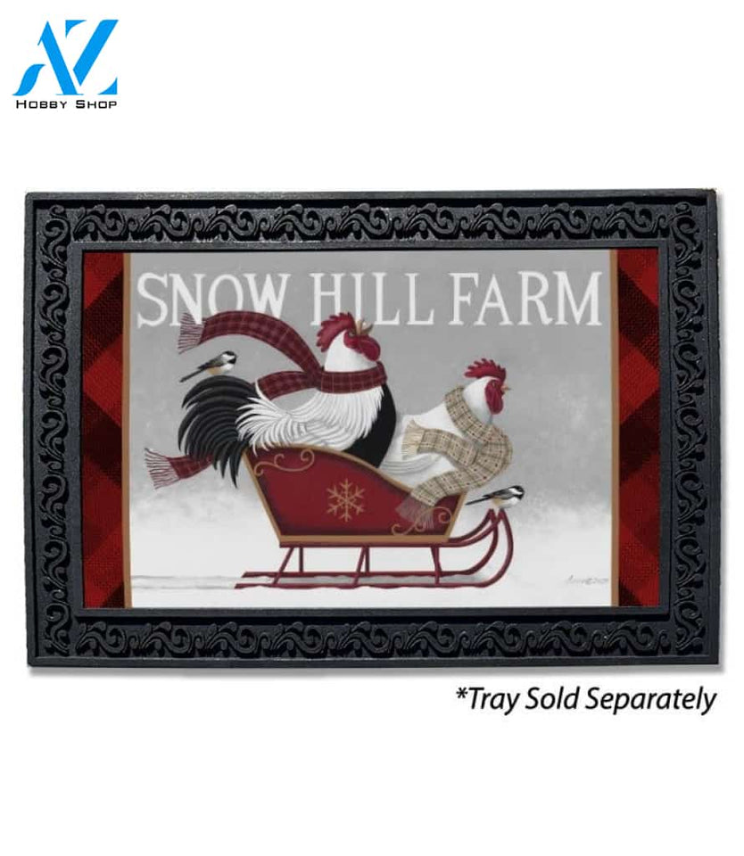 Winter Chicken Sled Doormat - 18" x 30"