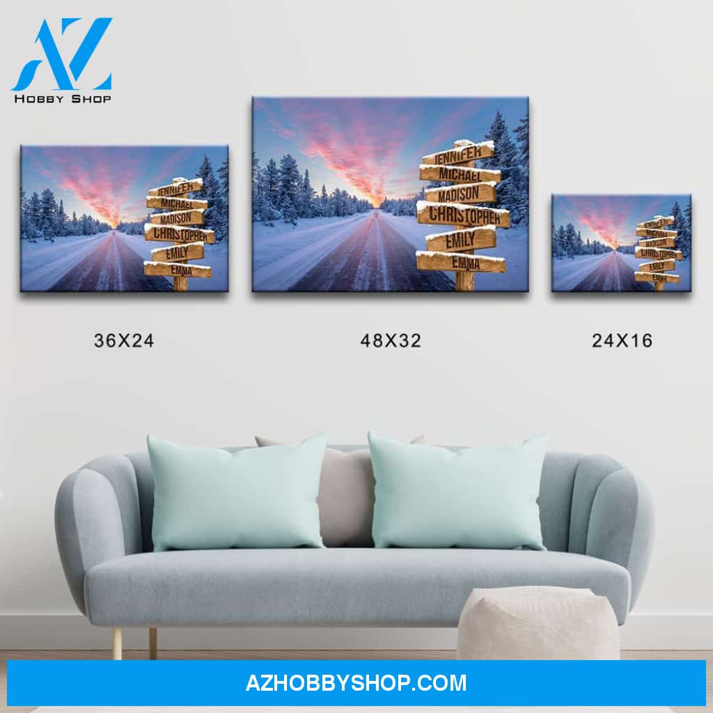Winter Dawn Road Multi-Names Premium Canvas