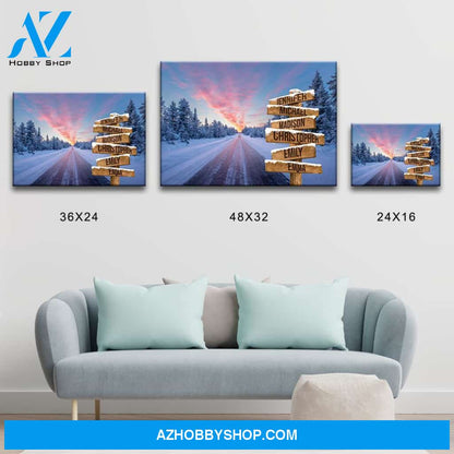 Winter Dawn Road Multi-Names Premium Canvas