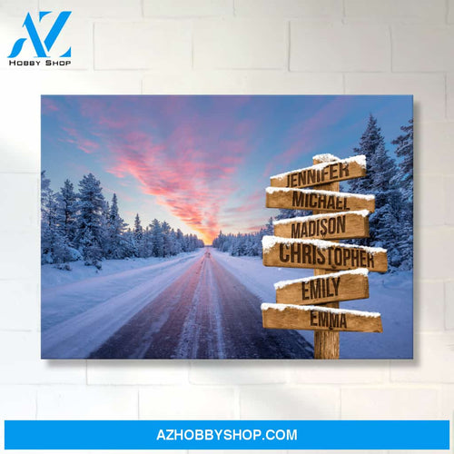 Winter Dawn Road Multi-Names Premium Canvas