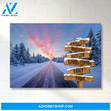 Winter Dawn Road Multi-Names Premium Canvas