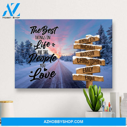 Winter Dawn Road Saying 3 Multi-Names Premium Canvas
