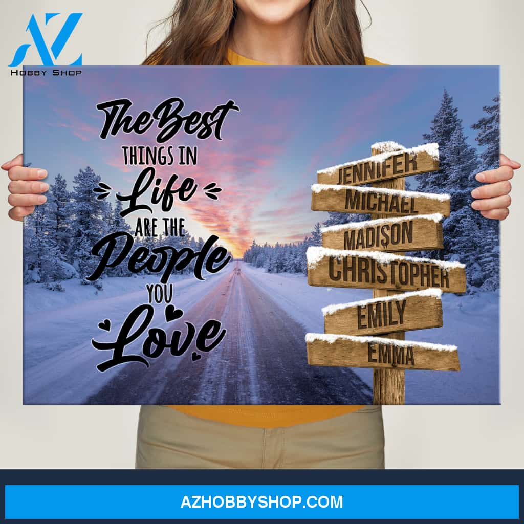 Winter Dawn Road Saying 3 Multi-Names Premium Canvas