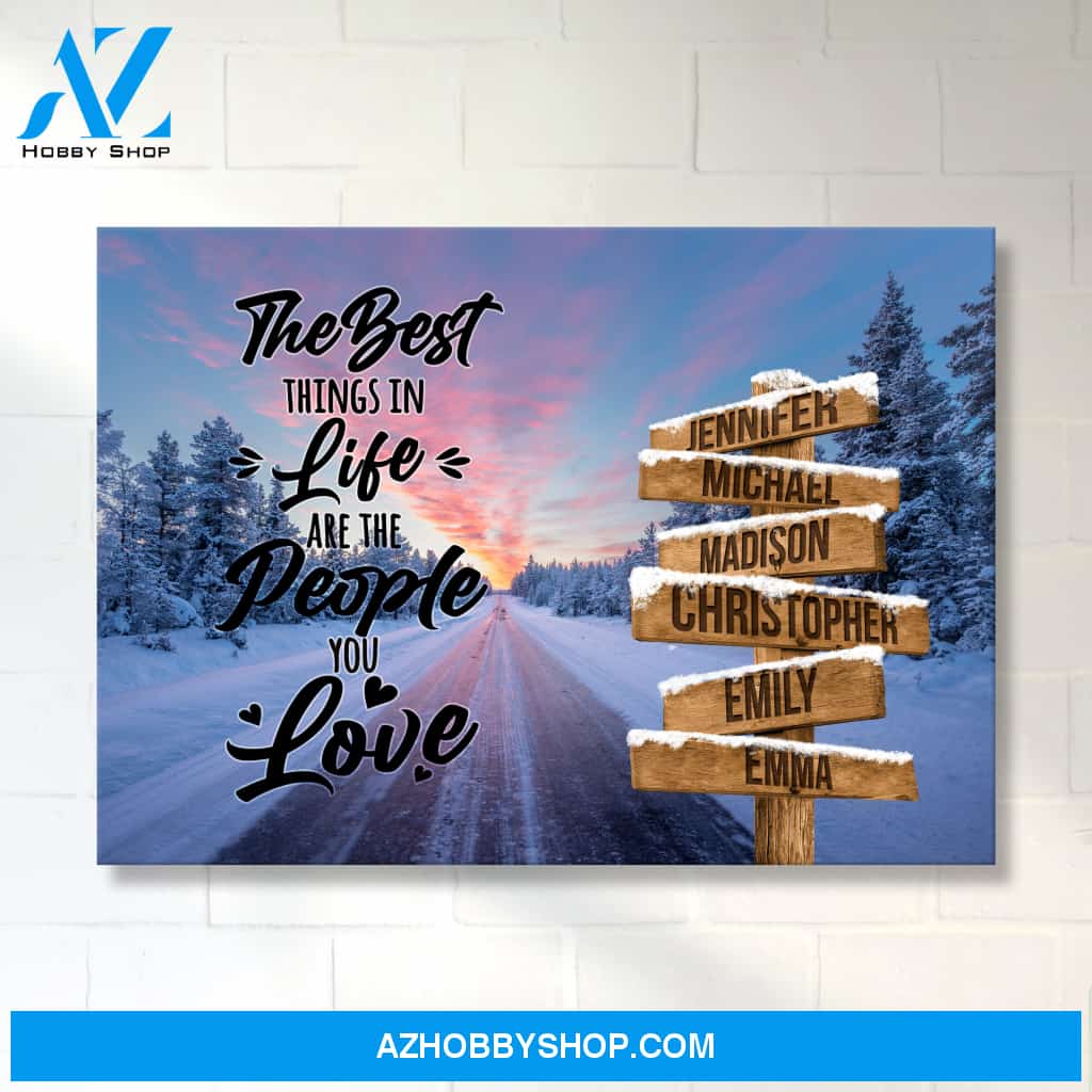 Winter Dawn Road Saying 3 Multi-Names Premium Canvas