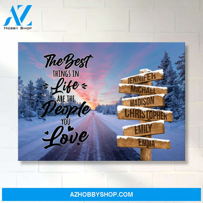 Winter Dawn Road Saying 3 Multi-Names Premium Canvas