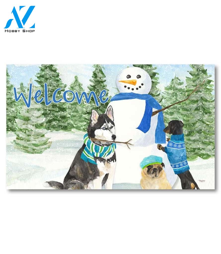 Winter Dogs Welcome Doormat - 18" x 30"
