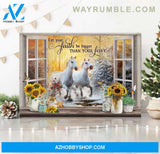 Winter forest, Let your faith be bigger than your fear - Jesus, Window frame, White horse painting Landscape Canvas Prints, Wall Art