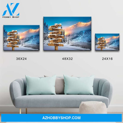 Winter Mountain Multi-Names Premium Canvas