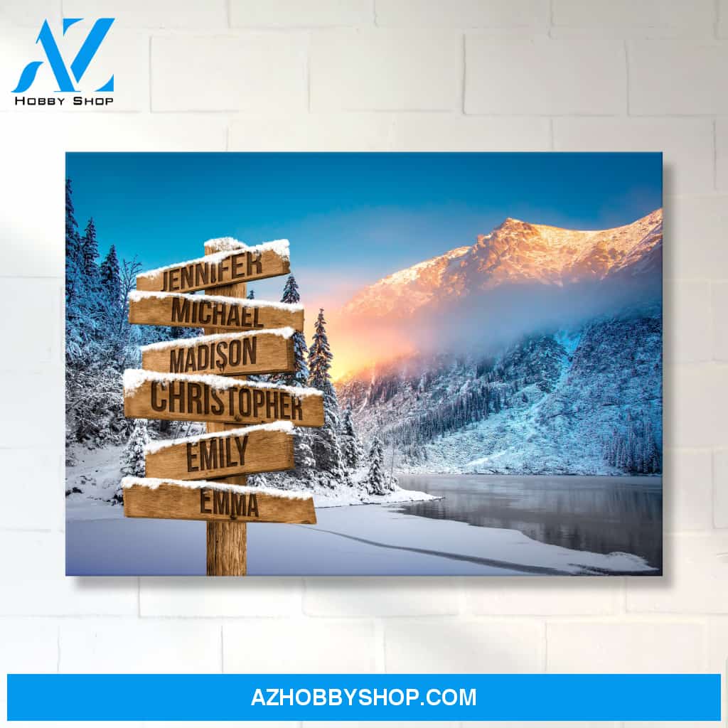 Winter Mountain Multi-Names Premium Canvas