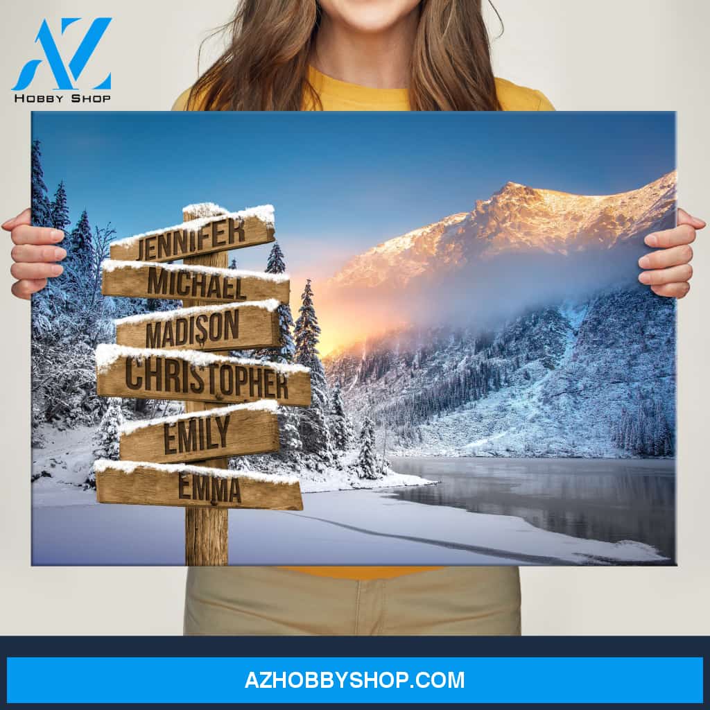 Winter Mountain Multi-Names Premium Canvas