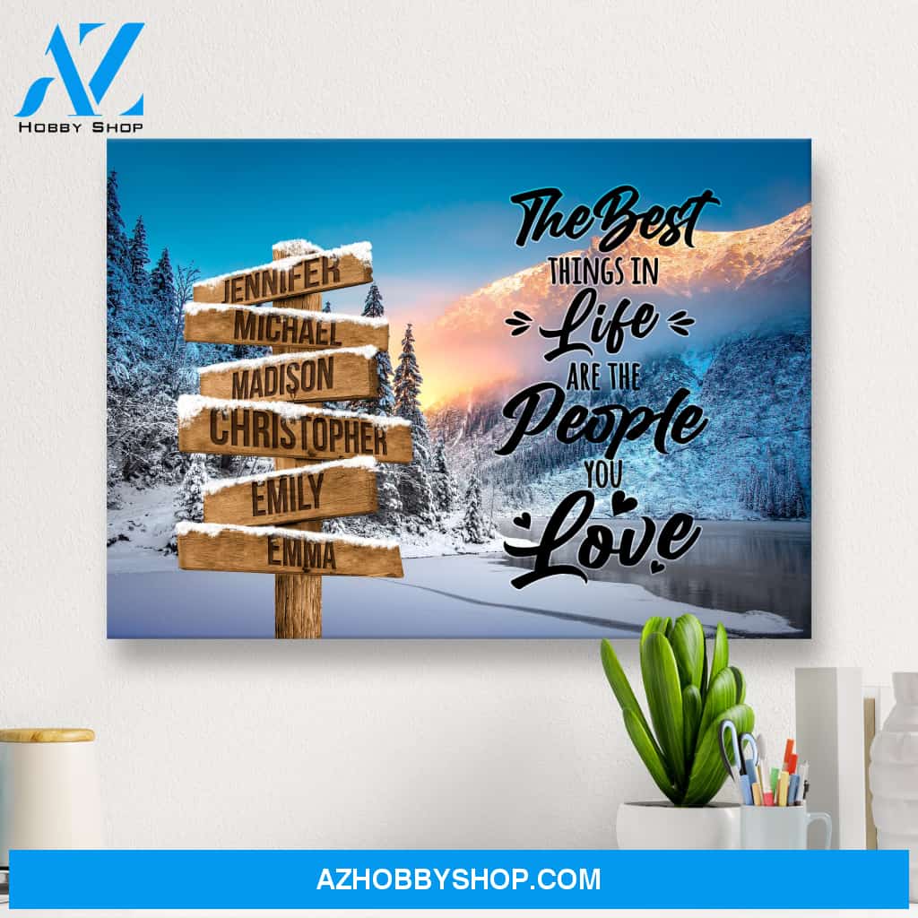 Winter Mountain Saying 3 Multi-Names Premium Canvas