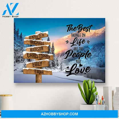 Winter Mountain Saying 3 Multi-Names Premium Canvas