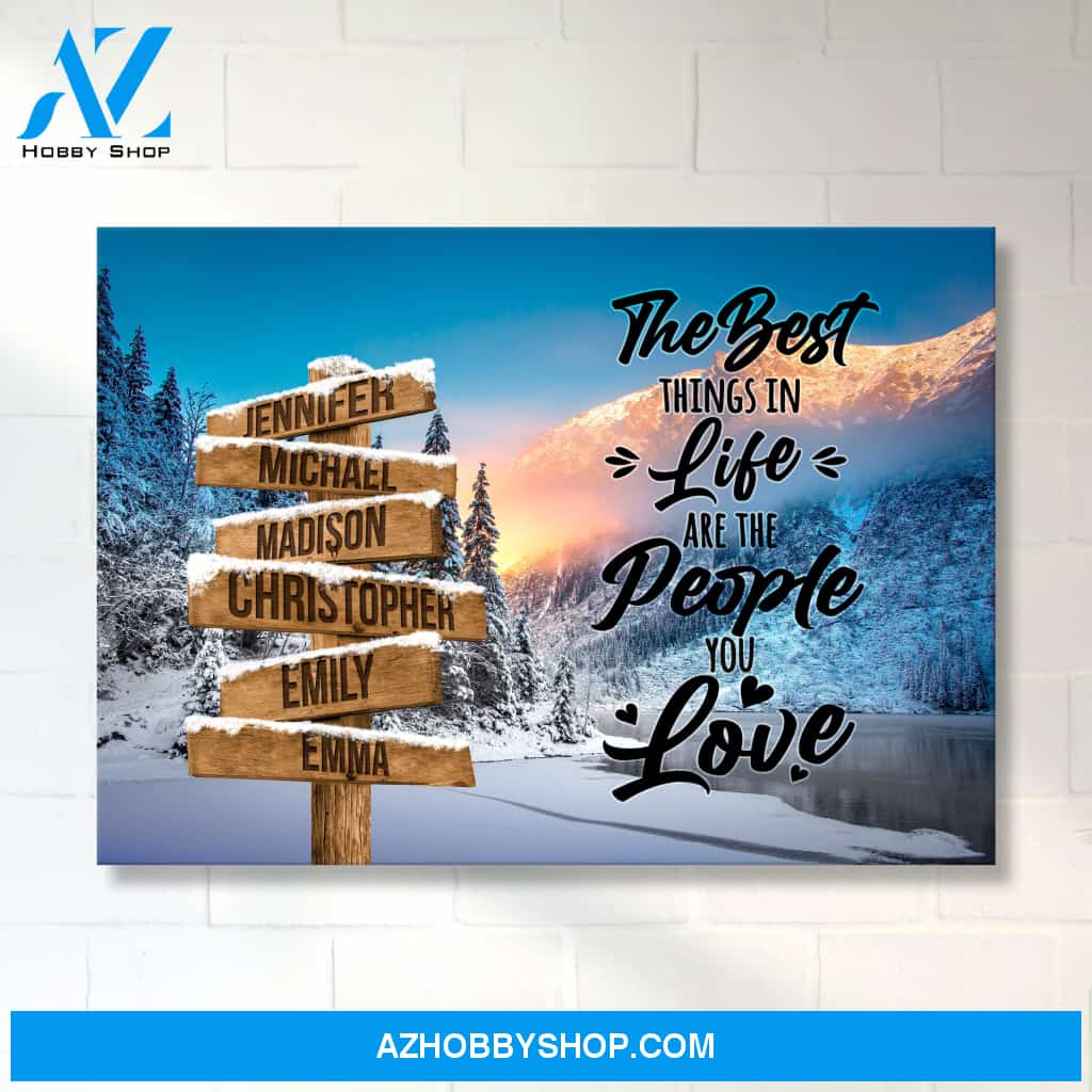Winter Mountain Saying 3 Multi-Names Premium Canvas