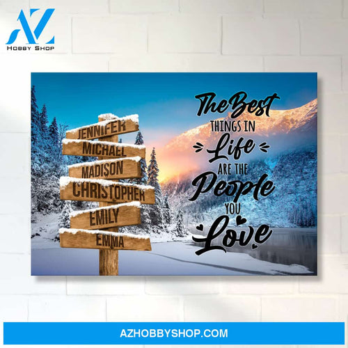 Winter Mountain Saying 3 Multi-Names Premium Canvas