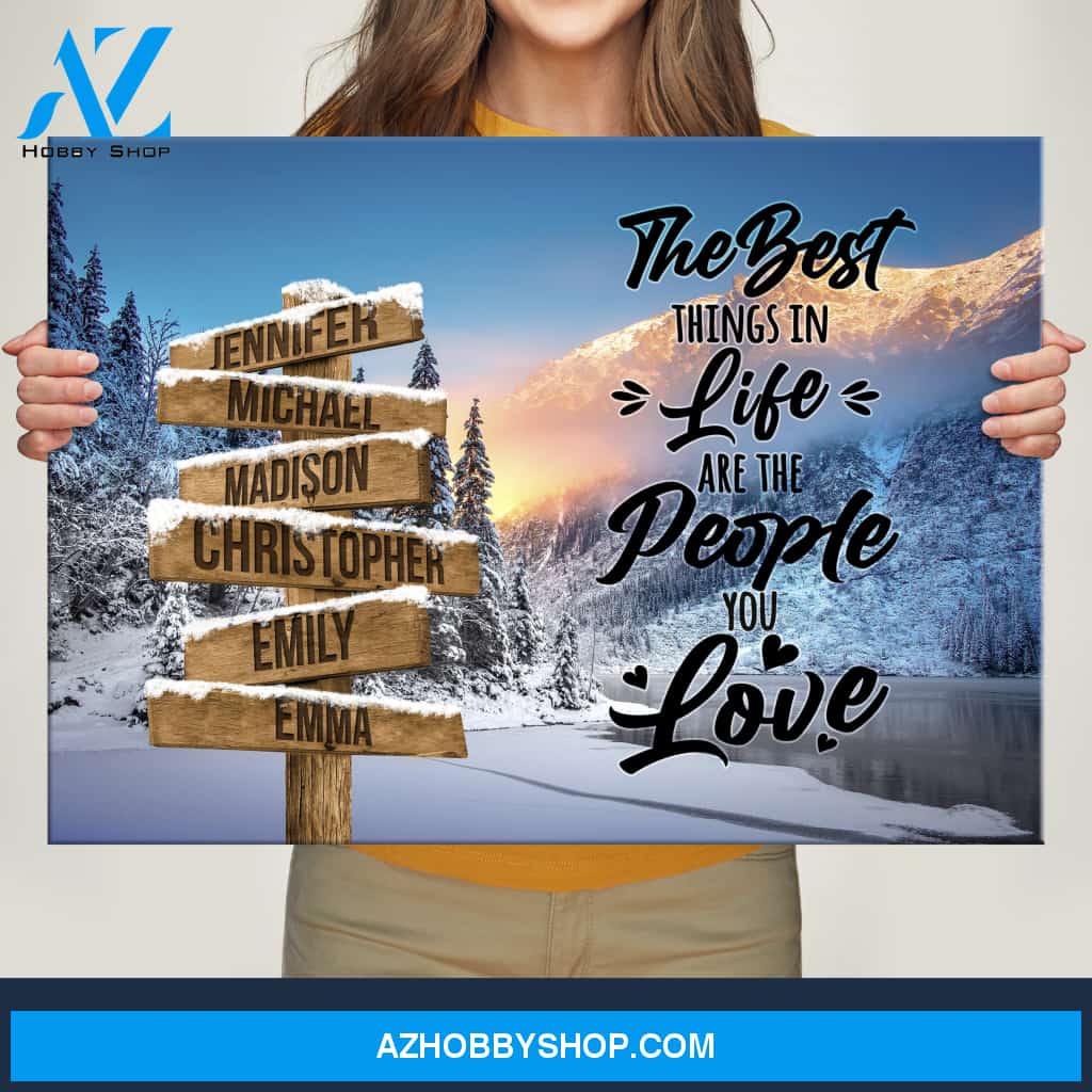 Winter Mountain Saying 3 Multi-Names Premium Canvas