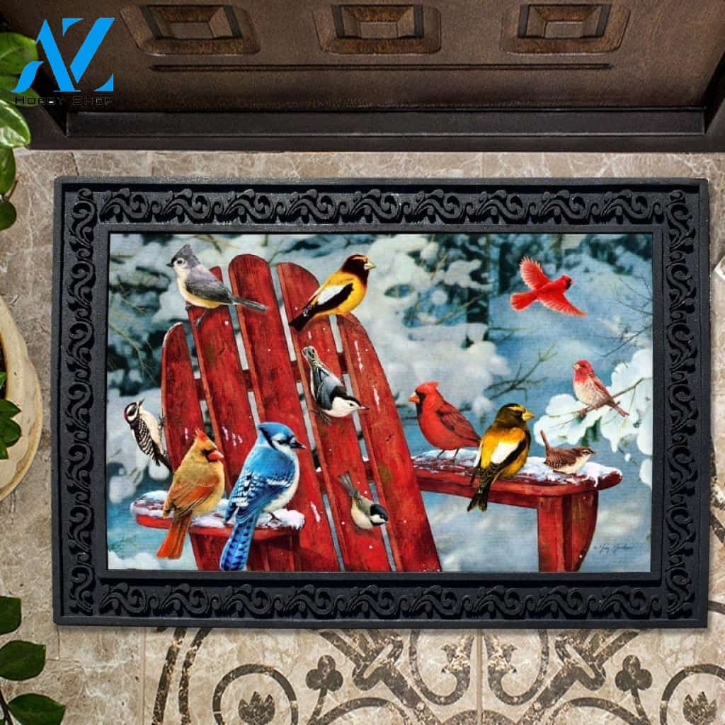 Winter Snow Birds Doormat - 18" x 30"