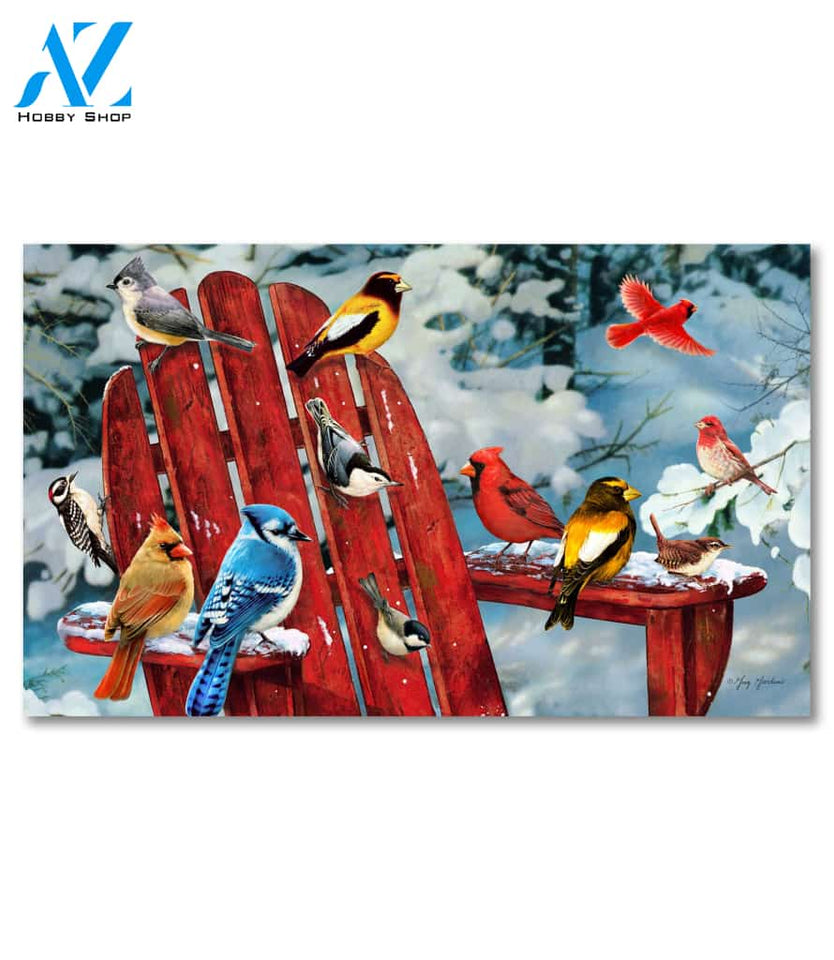 Winter Snow Birds Doormat - 18" x 30"