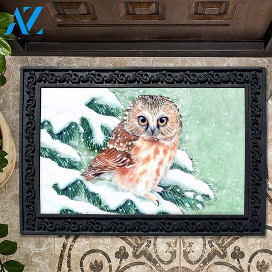Winter Snow Owl Doormat - 18" x 30"