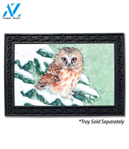 Winter Snow Owl Doormat - 18" x 30"