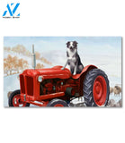 Winter Tractor and Collie Doormat - 18" x 30"