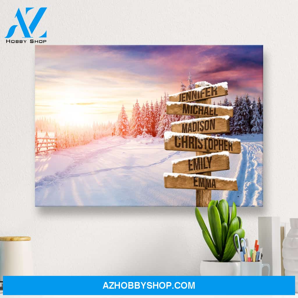 Winter Tree Path Multi-Names Premium Canvas