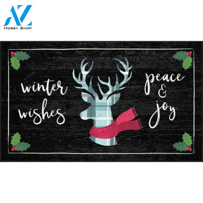 Winter Wishes Peace And Joy Doormat Indoor And Outdoor Mat Entrance Rug Sweet Home Decor Housewarming Gift Gift Friend Family Christmas Holiday