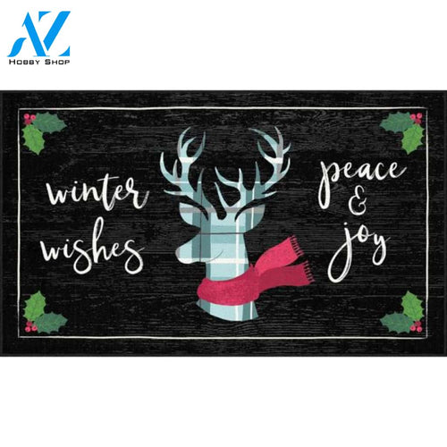 Winter Wishes Peace And Joy Doormat Indoor And Outdoor Mat Entrance Rug Sweet Home Decor Housewarming Gift Gift Friend Family Christmas Holiday