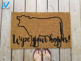 Wipe your hooves doormat, pig welcome mat, Ranch doormat, Farm doormat, Valentine's day gift, housewarming gift, birthday gift, wedding gift