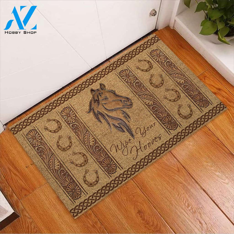 Wipe Your Hooves - Horse Coir Pattern Print Doormat
