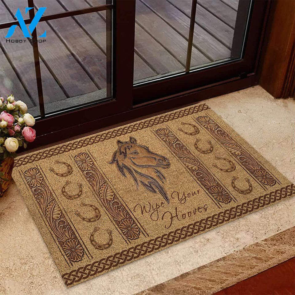 Wipe Your Hooves - Horse Coir Pattern Print Doormat