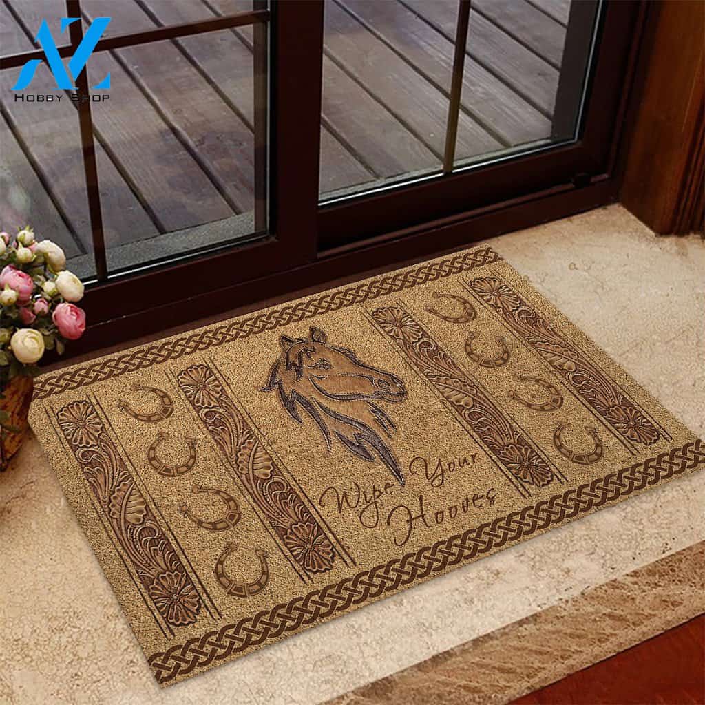 Wipe Your Hooves - Horse Coir Pattern Print Doormat