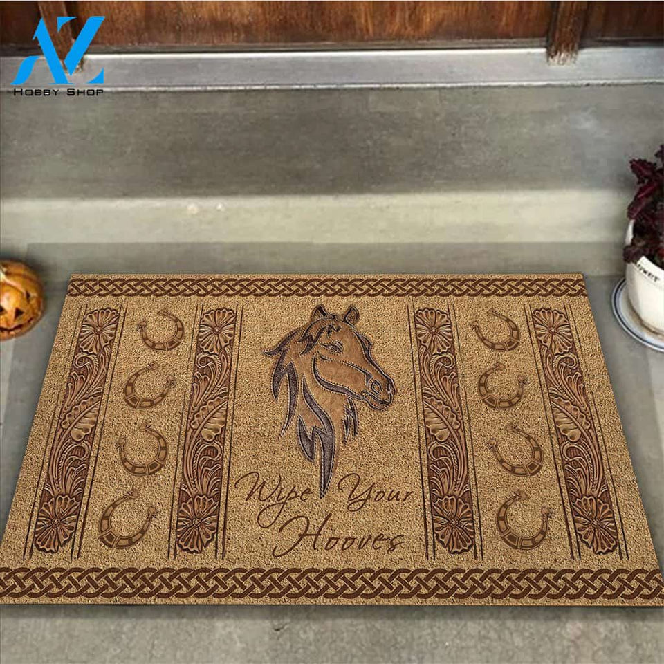 Wipe Your Hooves - Horse Coir Pattern Print Doormat