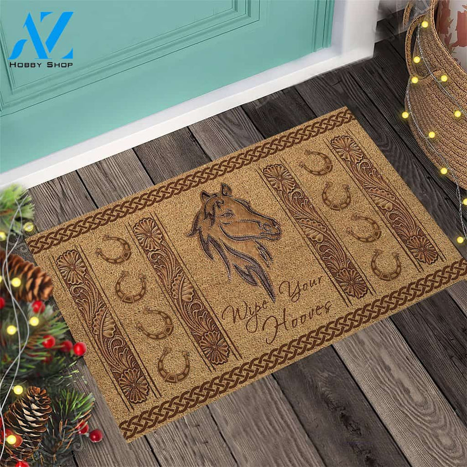Wipe Your Hooves - Horse Coir Pattern Print Doormat
