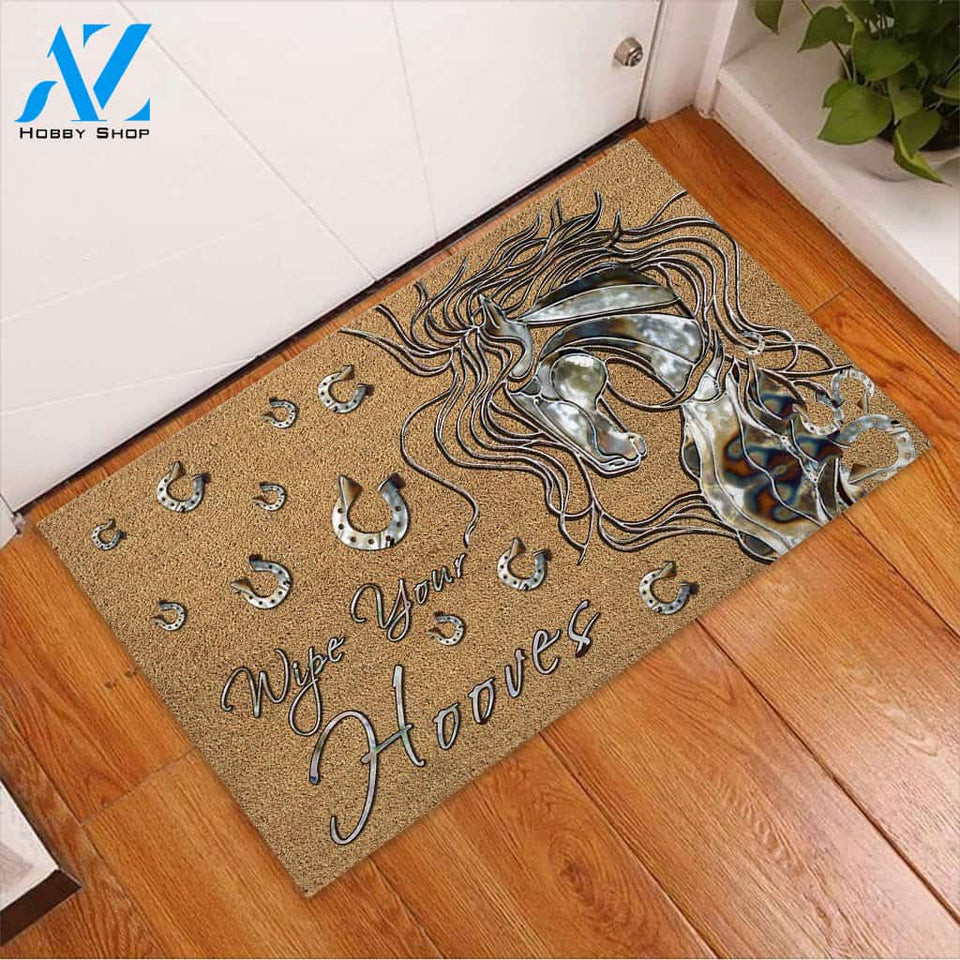 Wipe Your Hooves - Horse Coir Pattern Print Doormat