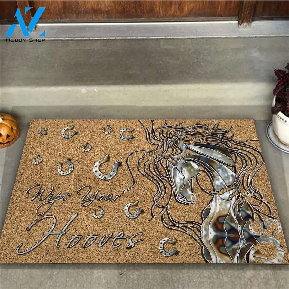 Wipe Your Hooves - Horse Coir Pattern Print Doormat