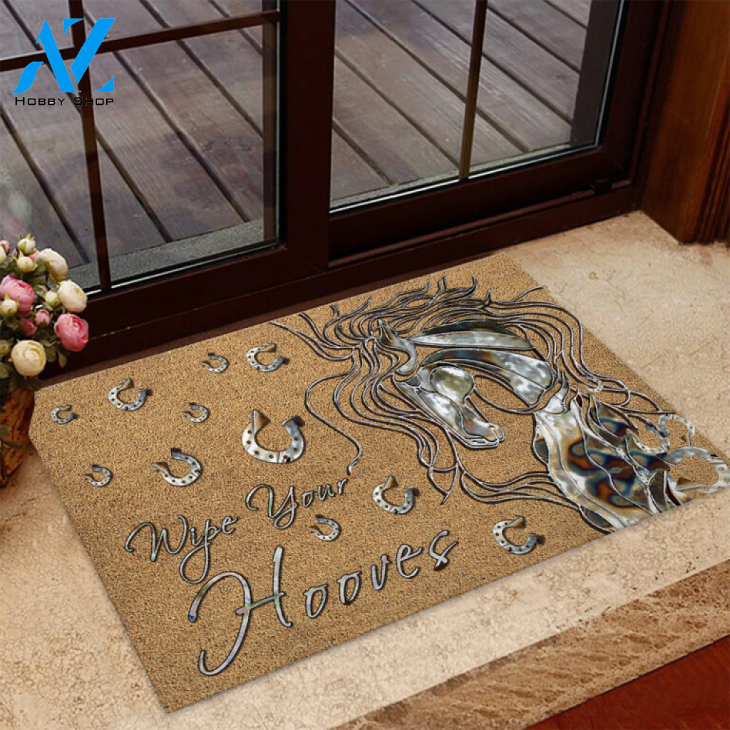 Wipe Your Hooves Horse Coir Pattern Print Doormat | Welcome Mat | House Warming Gift