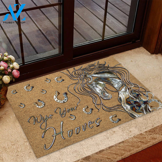 Wipe Your Hooves Horse Coir Pattern Print Doormat | Welcome Mat | House Warming Gift